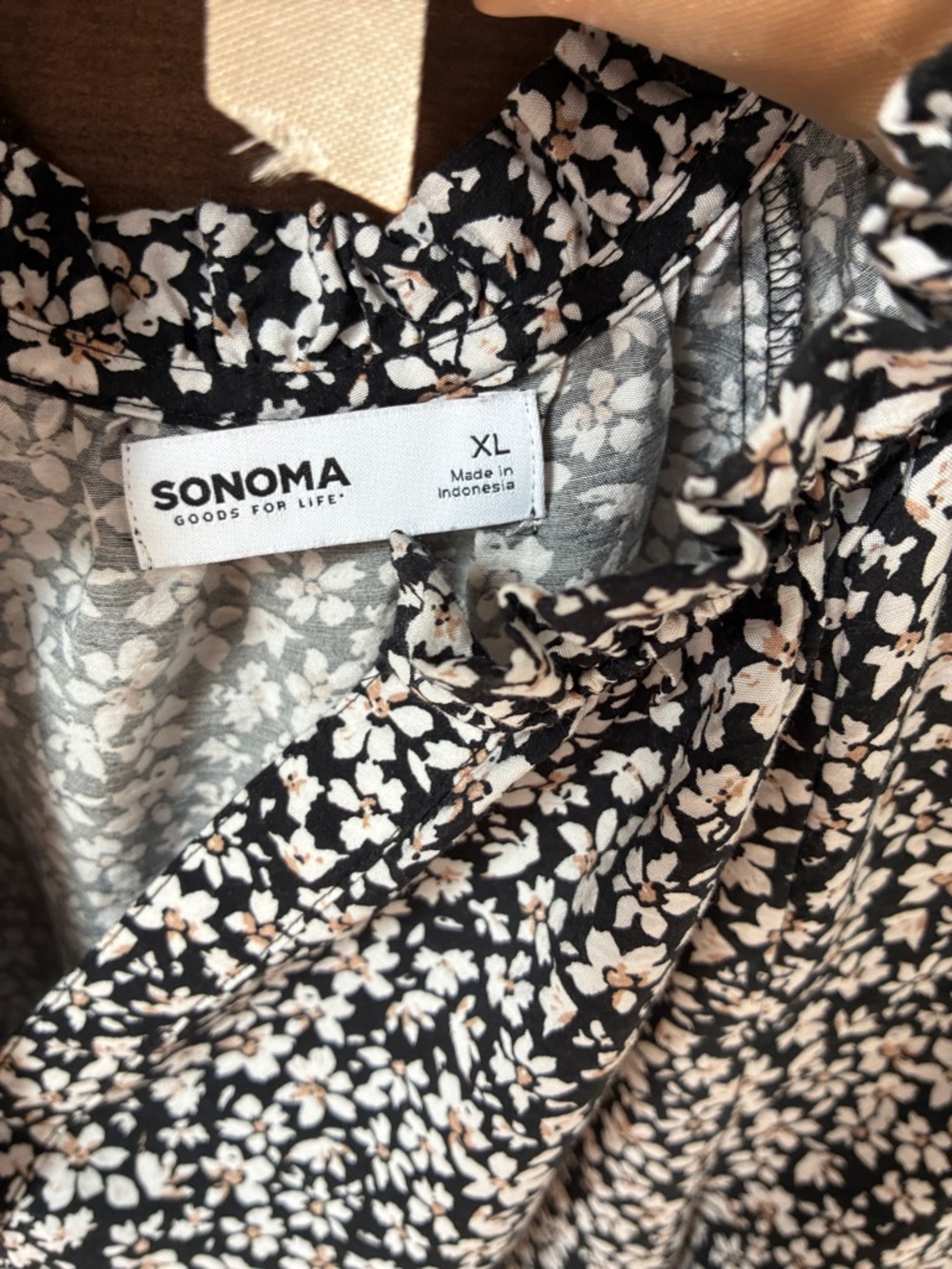 Sonoma Black Dress with Cream and Tan Floral Print - Picture 2 of 3